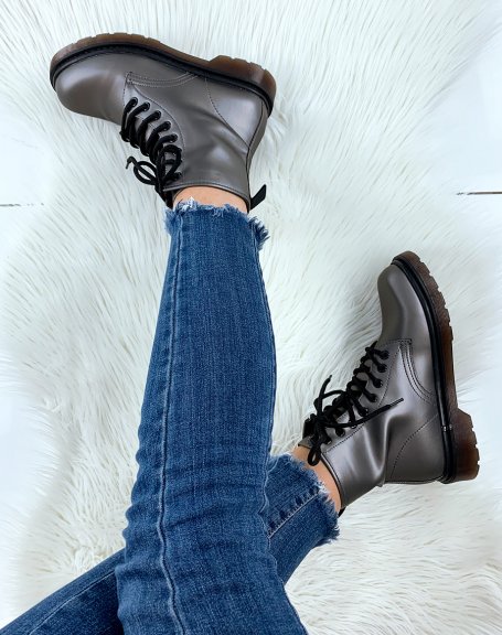 Anthracite gray high-top ankle boots