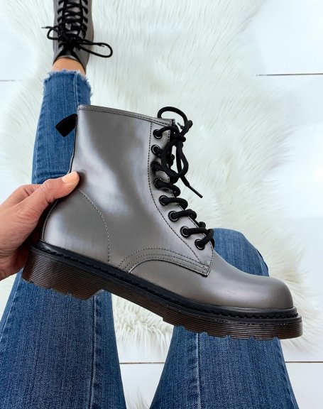 Anthracite gray high-top ankle boots