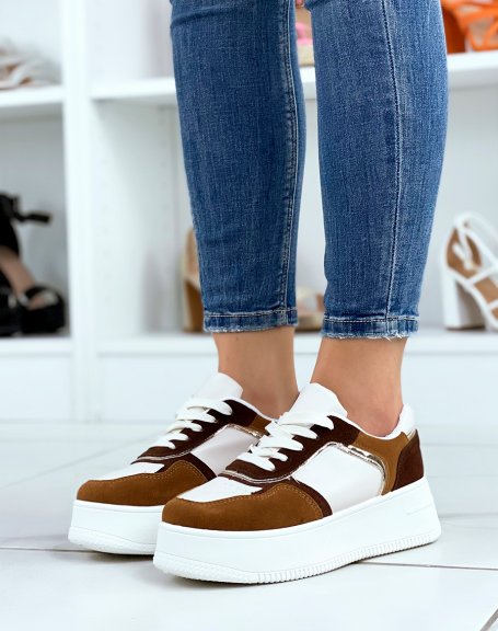 Beige, camel, brown and gold sneakers