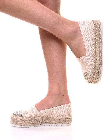 Beige espadrilles with thick soles