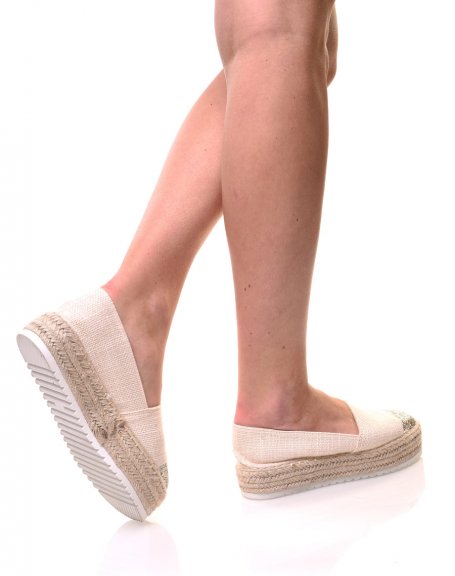 Beige espadrilles with thick soles