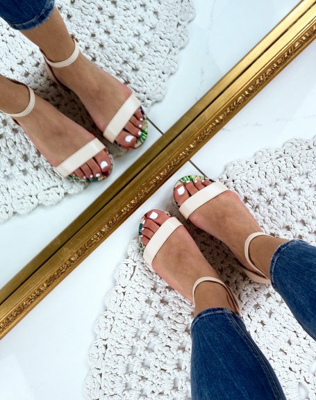 Beige faux leather slippers
