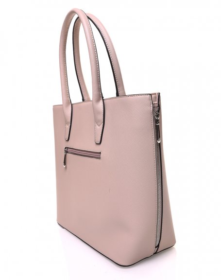 Beige handbag with zippers