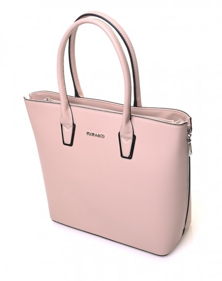 Beige handbag with zippers