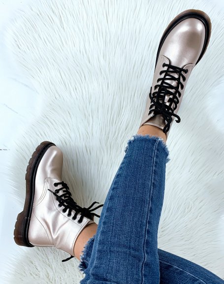 Beige high ankle boots