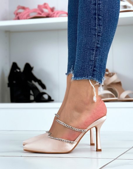 Beige mules with a pump-style heel