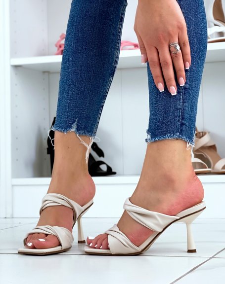 Beige mules with double straps