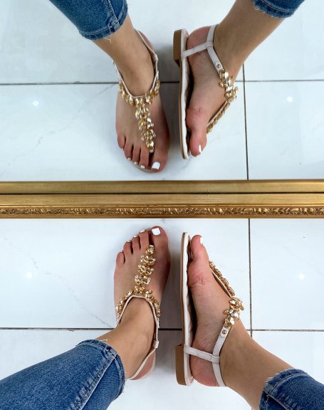 Beige sandals with jewels