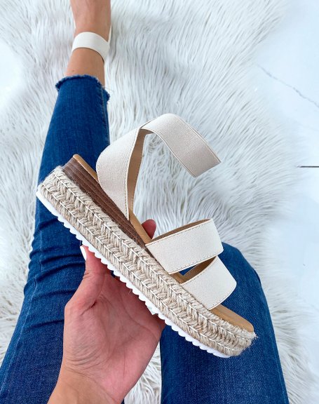 Beige sandals with multiple straps and jute sole