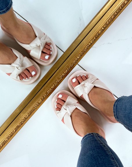 Beige sandals with wide padded straps