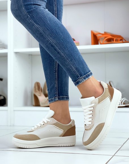 Beige sneakers with nude inserts