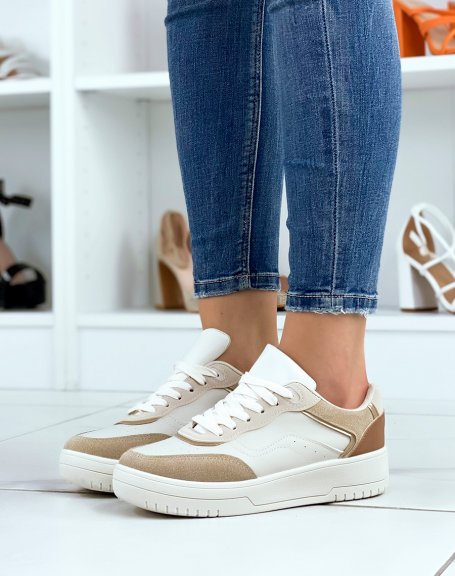 Beige sneakers with nude inserts
