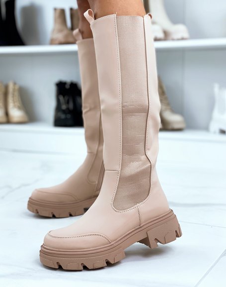 Beige waterproof chelsea boots