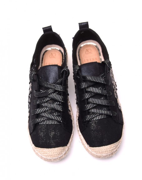 Bi-material black sneakers