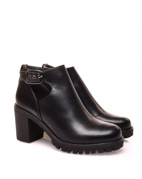 Black ankle boot with open heel