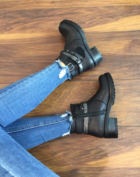 Black ankle boots with different straps