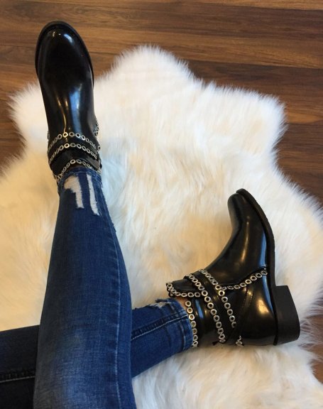Black ankle boots with eyelets