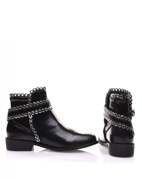 Black ankle boots with eyelets