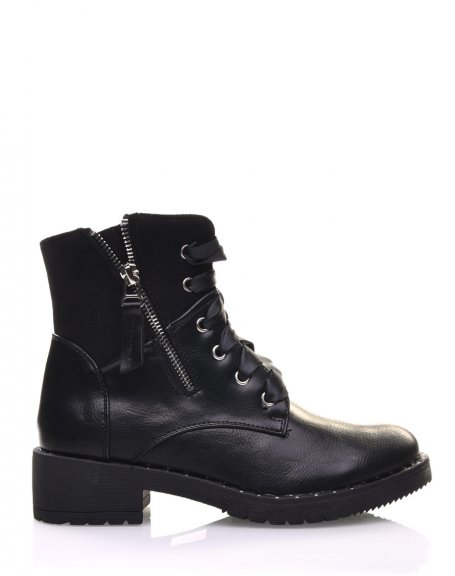 Black ankle boots with laces and studded soles