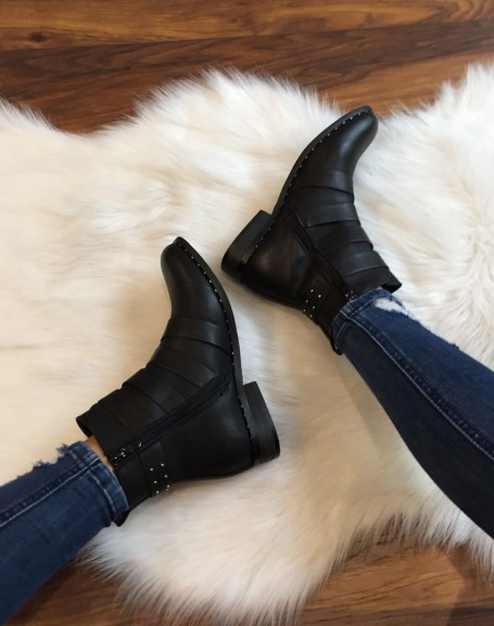 Black ankle boots with straps