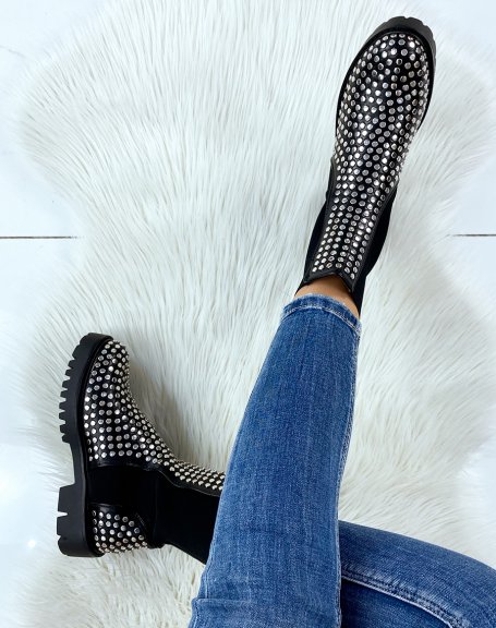Black ankle boots with studs