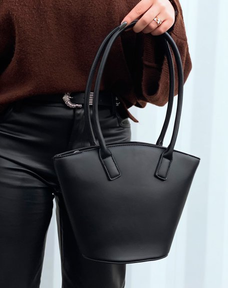 Black basket-style handbag