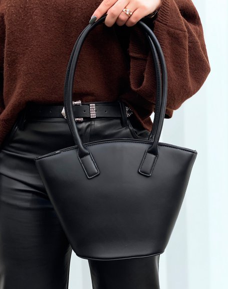 Black basket-style handbag