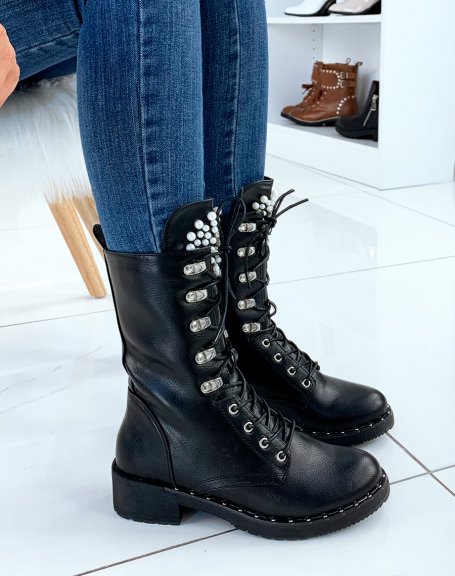 Black beaded boots