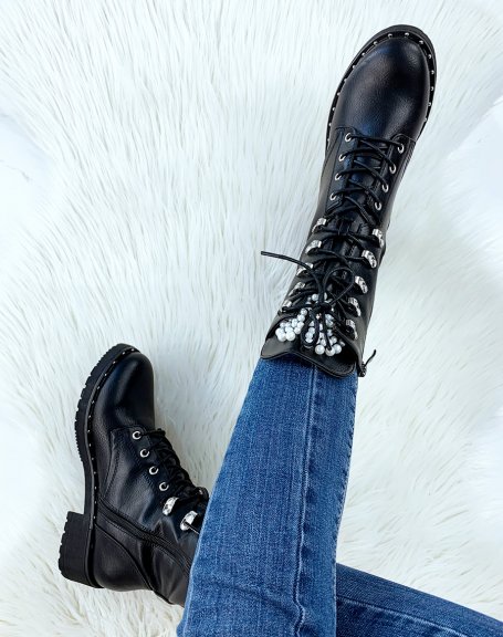 Black beaded boots