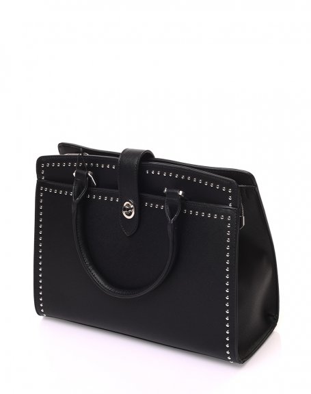 Black beaded handbag with small round studs