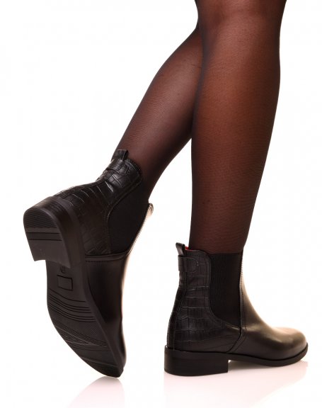 Black bi-material Chelsea boots