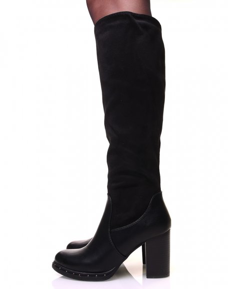 Black boots with bi-material heel