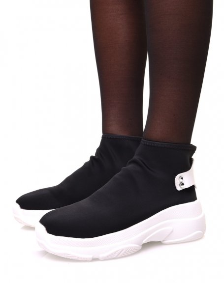 Black canvas sneakers with chunky textured sole