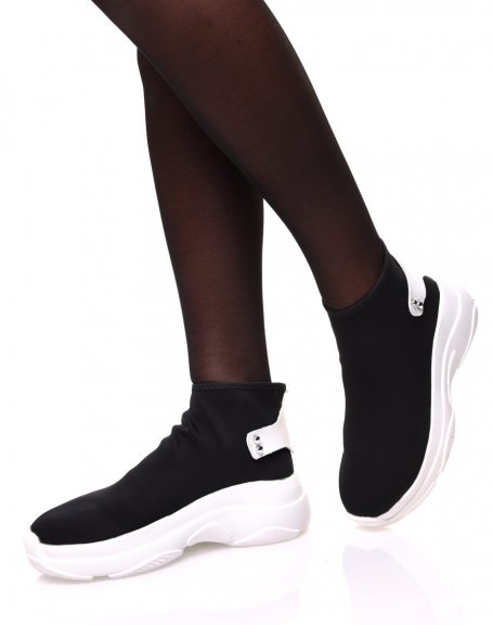 Black canvas sneakers with chunky textured sole