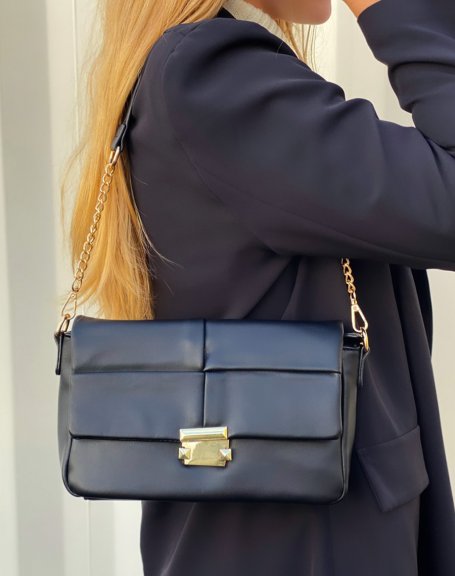 Black checkered handbag with gold detail