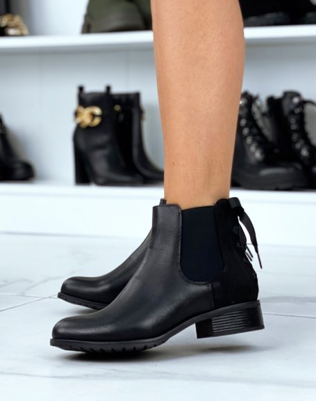 Black Chelsea boots with bow