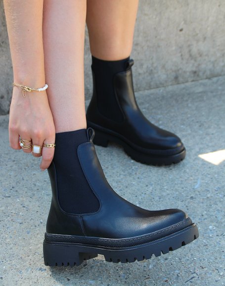 Black Chelsea Boots with High Elastic