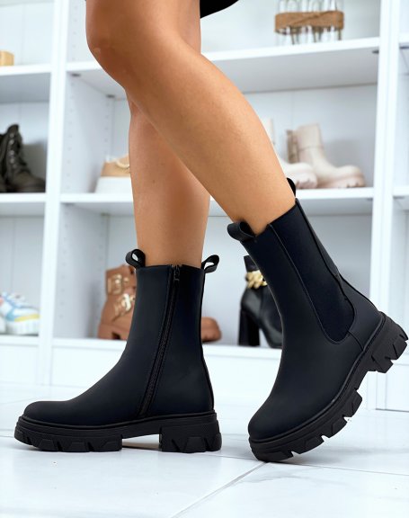 Black Chelsea Boots with Notched Sole