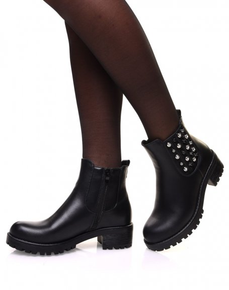 Black Chelsea boots with studded details