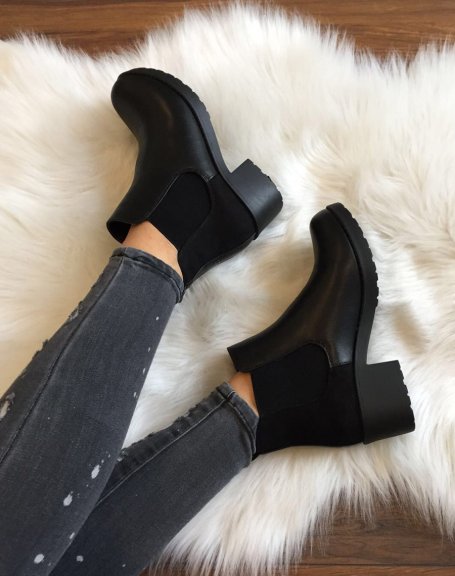 Black chelsea boots with thick soles