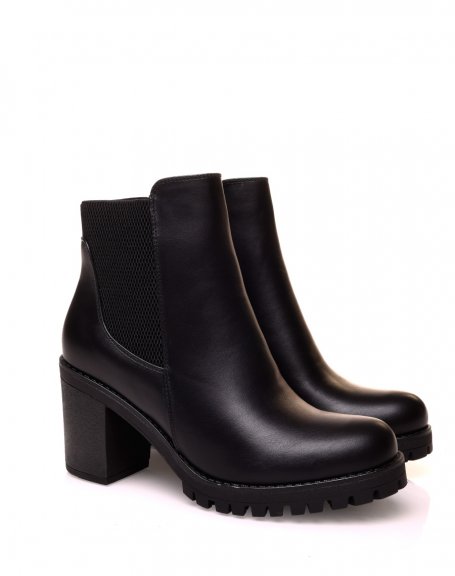 Black chunky heel ankle boots