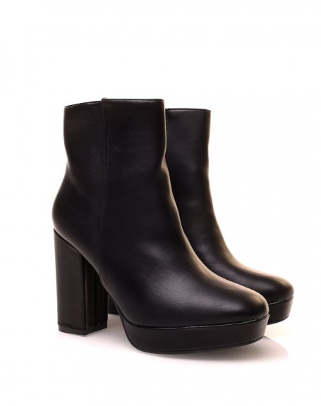 Black chunky heel ankle boots