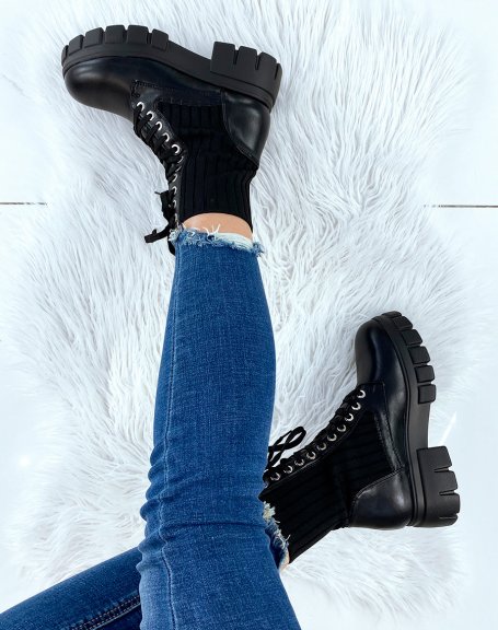 Black chunky platform sock boots