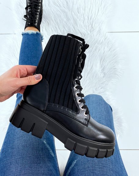 Black chunky platform sock boots