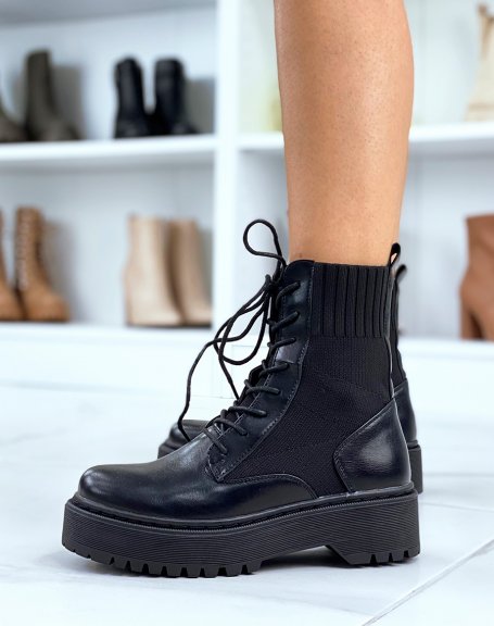 Black chunky sock ankle boots