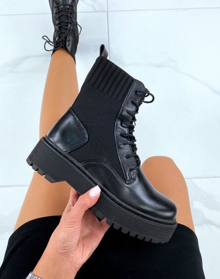 Black chunky sock ankle boots