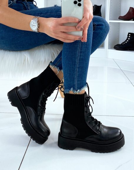 Black chunky sock-effect ankle boots