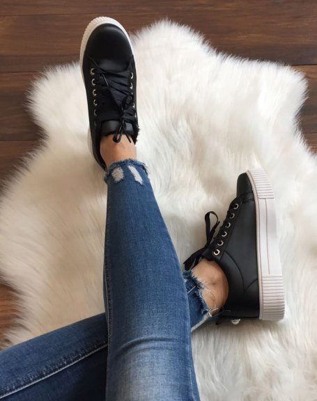 Black chunky sole sneakers with pearls