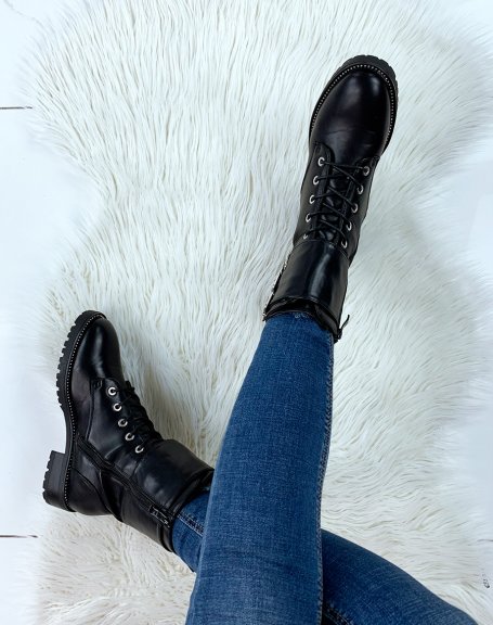 Black chunky strap ankle boots