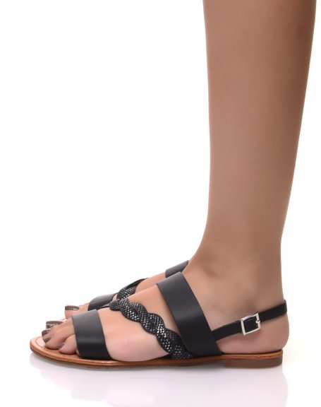 Black chunky strappy sandals